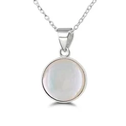 Studio Jewellery Necklaces-Medium White Shell Silver Necklace