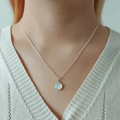 Studio Jewellery Necklaces-Medium White Shell Silver Necklace