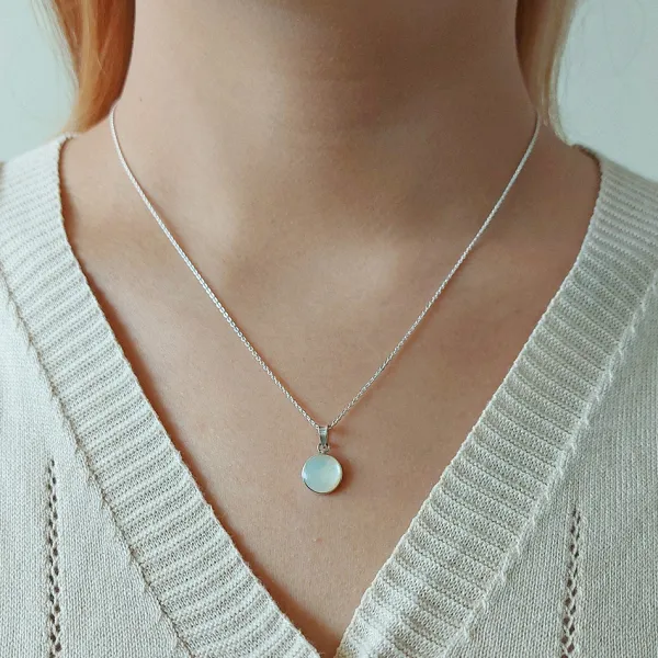 Studio Jewellery Necklaces-Medium White Shell Silver Necklace