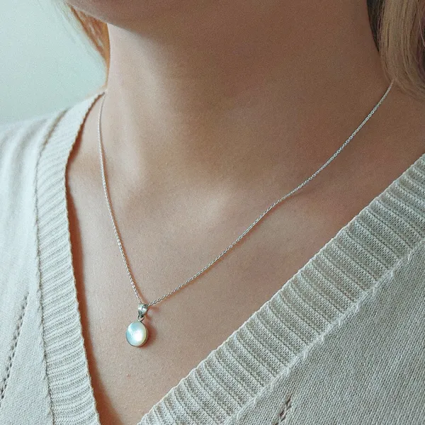 Studio Jewellery Necklaces-Medium White Shell Silver Necklace