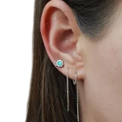 Studio Jewellery Stud Earrings | Earrings-Mint Green Faux Opal Silver Stud Earrings