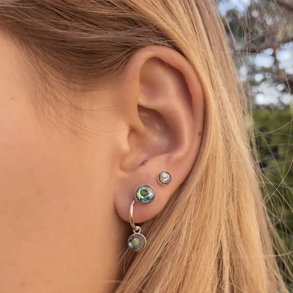 Studio Jewellery Stud Earrings | Earrings-7mm Abalone Circle Silver Earring Studs