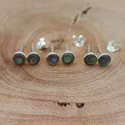 Studio Jewellery Stud Earrings | Earrings-4mm Abalone Circle Silver Earring Studs