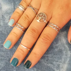 Studio Jewellery Midi And Knuckle Rings | Rings-1mm Adjustable Rock Mid Finger Silver Ring