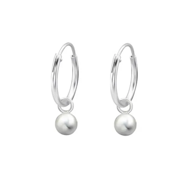 Studio Jewellery Hoop Earrings | Earrings-10mm Bead Ball Hoop Charm Earrings