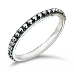 Studio Jewellery Feature & Stacker Rings | Rings-3mm Beaded Silver Stacker Band Ring