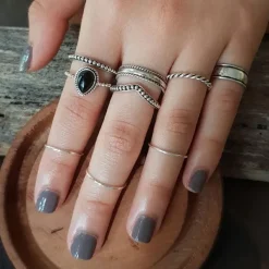 Studio Jewellery Feature & Stacker Rings | Rings-3mm Beaded Silver Stacker Band Ring