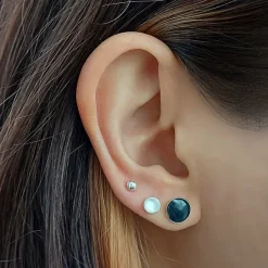 Studio Jewellery Stud Earrings | Earrings-7mm Black Circle Silver Earring Studs
