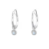Studio Jewellery Hoop Earrings | Earrings-3mm Circle Moonstone Hoop Charm Earrings