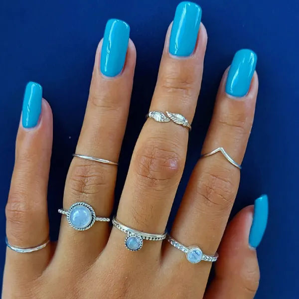 Studio Jewellery Gem Stone Rings | Rings-7mm Circle Rainbow Moonstone Sterling Silver Ring