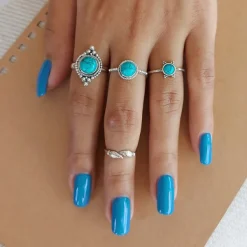 Studio Jewellery Gem Stone Rings | Rings-7mm Circle Turquoise Sterling Silver Ring