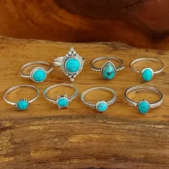 Studio Jewellery Gem Stone Rings | Rings-7mm Circle Turquoise Sterling Silver Ring