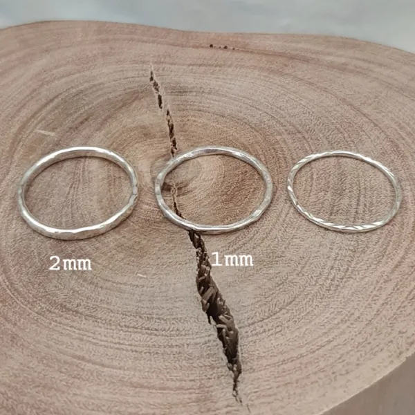 Studio Jewellery Feature & Stacker Rings | Rings-1mm Hammered Rock Stacker Ring