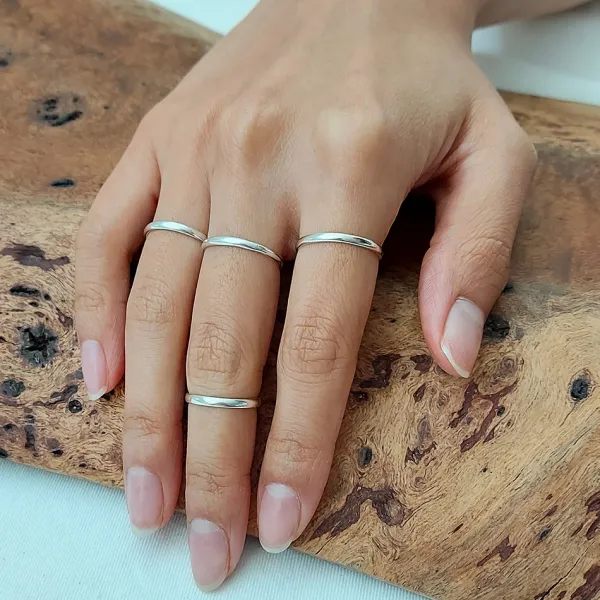 Studio Jewellery Midi And Knuckle Rings | Rings-2mm Round Edge Band Sterling Silver Ring