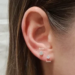 Studio Jewellery Stud Earrings | Earrings-4mm Sterling Silver Round Cut CZ Earring Studs