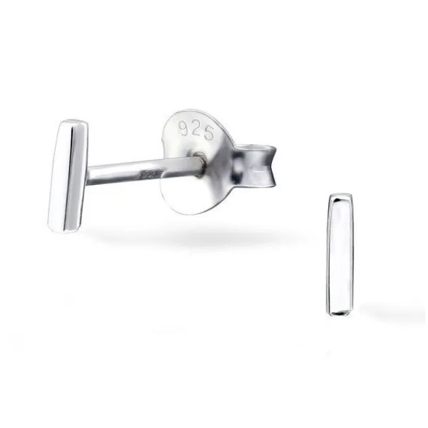 Studio Jewellery Stud Earrings | Earrings-6mm T Bar Line Silver Stud Earrings