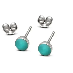 Studio Jewellery Stud Earrings | Earrings-4mm Turquoise Circle Silver Earring Studs