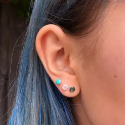 Studio Jewellery Stud Earrings | Earrings-4mm Turquoise Circle Silver Earring Studs