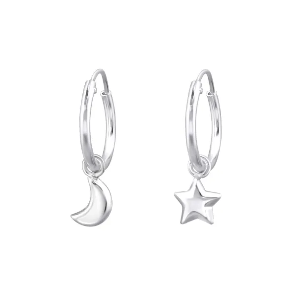 Studio Jewellery Hoop Earrings | Earrings-Moon Star Hoop Earrings