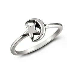 Studio Jewellery Feature & Stacker Rings | Rings-Moon Star Silver Ring