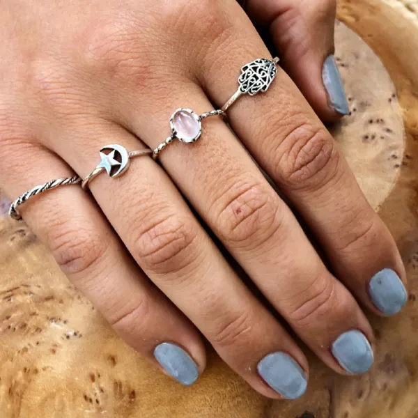 Studio Jewellery Feature & Stacker Rings | Rings-Moon Star Silver Ring
