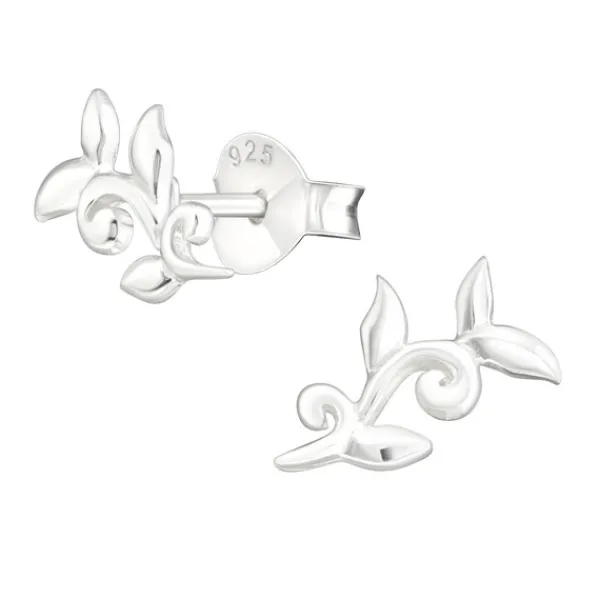 Studio Jewellery Stud Earrings | Earrings-Olive Branch Sterling Silver Earring Studs
