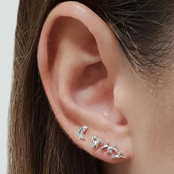 Studio Jewellery Stud Earrings | Earrings-Olive Branch Sterling Silver Earring Studs