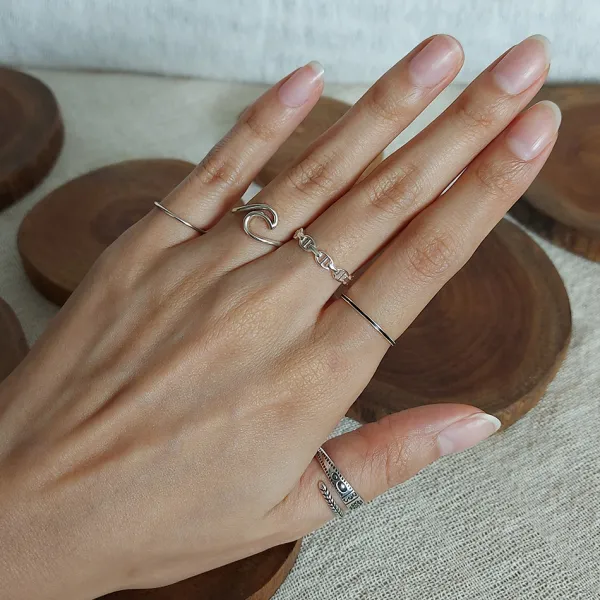 Studio Jewellery Feature & Stacker Rings | Rings-Onyx Strip Silver Ring