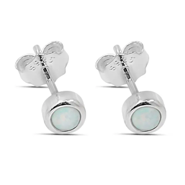 Studio Jewellery Stud Earrings | Earrings-Opal Silver Earring Studs