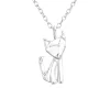 Studio Jewellery Necklaces-Origami Fox Silver Necklace
