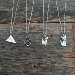 Studio Jewellery Necklaces-Origami Plane Silver Necklace