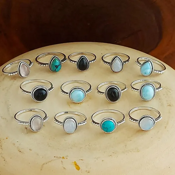 Studio Jewellery Gem Stone Rings | Rings-Oval Onyx Silver Ring