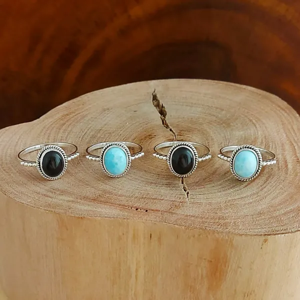 Studio Jewellery Gem Stone Rings | Rings-Oval Onyx Silver Ring
