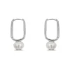 Studio Jewellery Hoop Earrings | Earrings-Pearl Oblong Silver Hoop Earrings