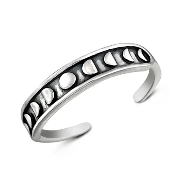 Studio Jewellery Midi And Knuckle Rings | Rings-Phases of Moon Oxidised Silver Midi Ring