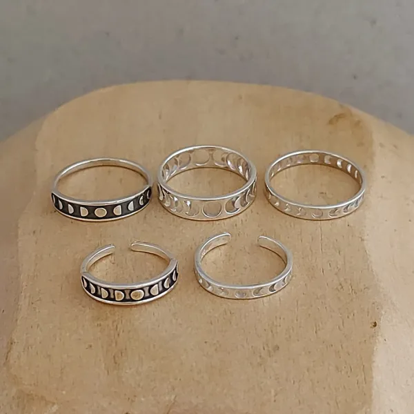 Studio Jewellery Midi And Knuckle Rings | Rings-Phases of Moon Oxidised Silver Midi Ring