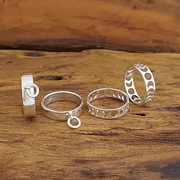 Studio Jewellery Feature & Stacker Rings | Rings-Phases of Moon Silver 5mm Band Ring