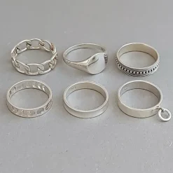 Studio Jewellery Feature & Stacker Rings | Rings-Phases of Moon Silver 5mm Band Ring