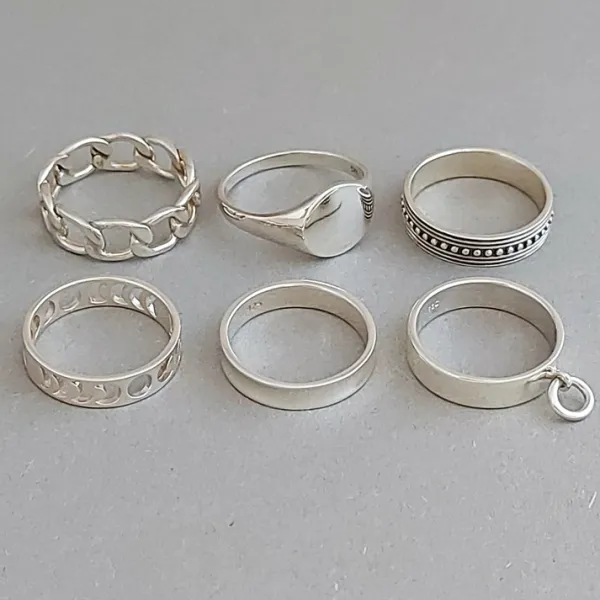 Studio Jewellery Feature & Stacker Rings | Rings-Phases of Moon Silver 5mm Band Ring