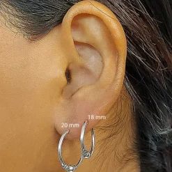 Studio Jewellery Hoop Earrings | Earrings-Plain Ball Bali Silver Hoop Earrings