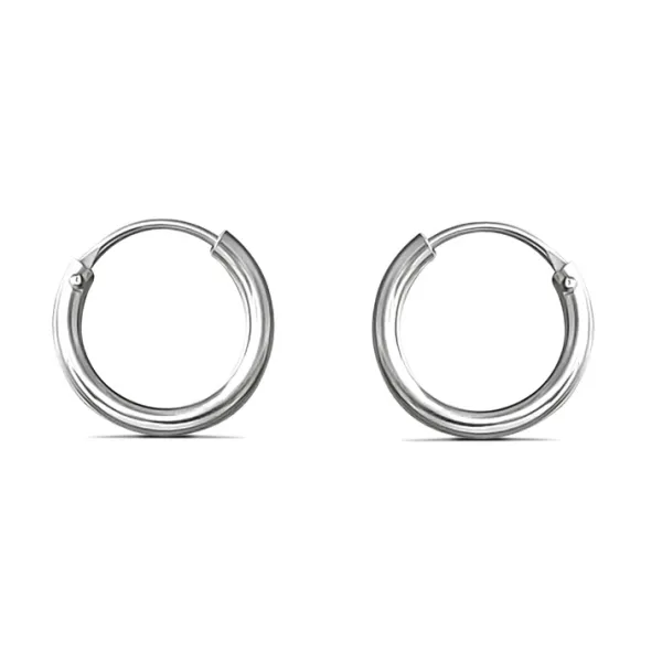 Studio Jewellery Hoop Earrings | Earrings-Plain 14mm Silver Hoop Earrings