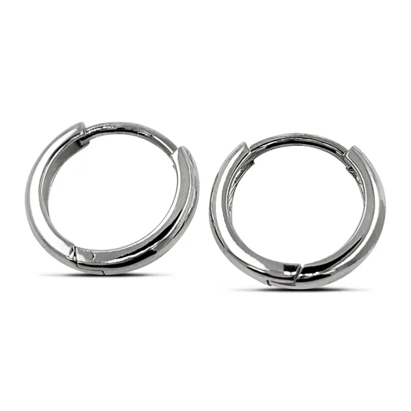 Studio Jewellery Hoop Earrings | Earrings-Plain 13mm Silver Hoop Huggie Earrings