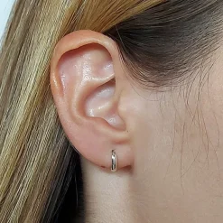 Studio Jewellery Hoop Earrings | Earrings-Plain 9mm Silver Hoop Huggie Earrings