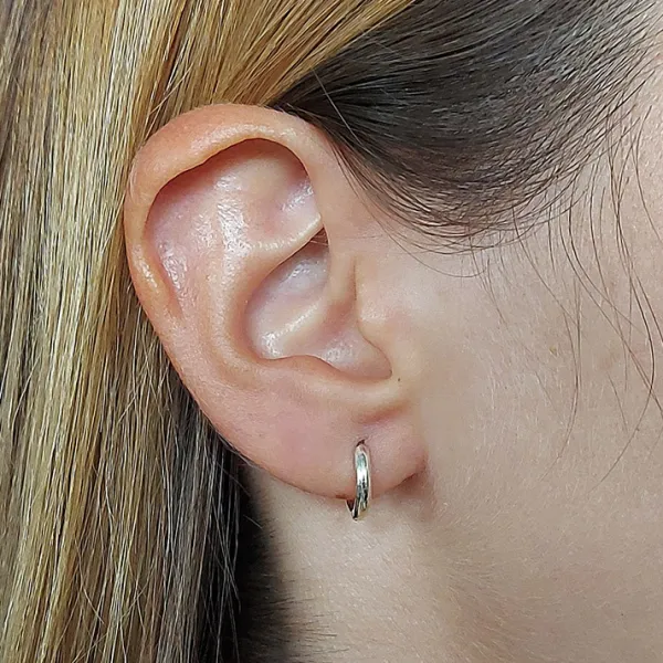 Studio Jewellery Hoop Earrings | Earrings-Plain 13mm Silver Hoop Huggie Earrings