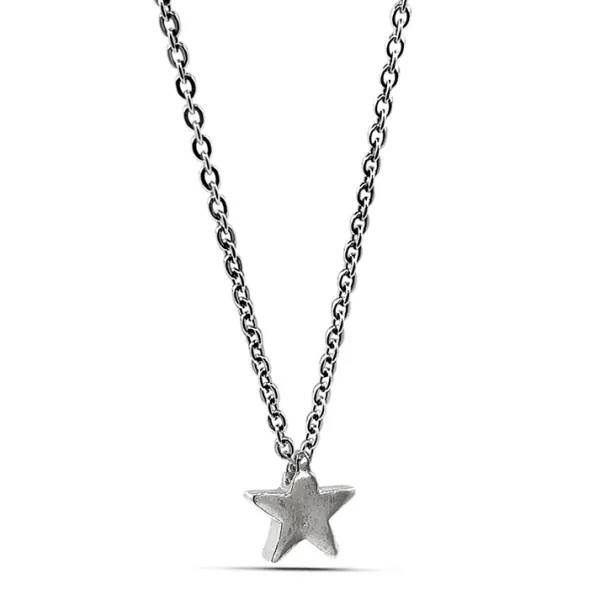 Studio Jewellery Necklaces-Plain Star Silver Necklace