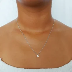 Studio Jewellery Necklaces-Plain Triangle Silver Necklace