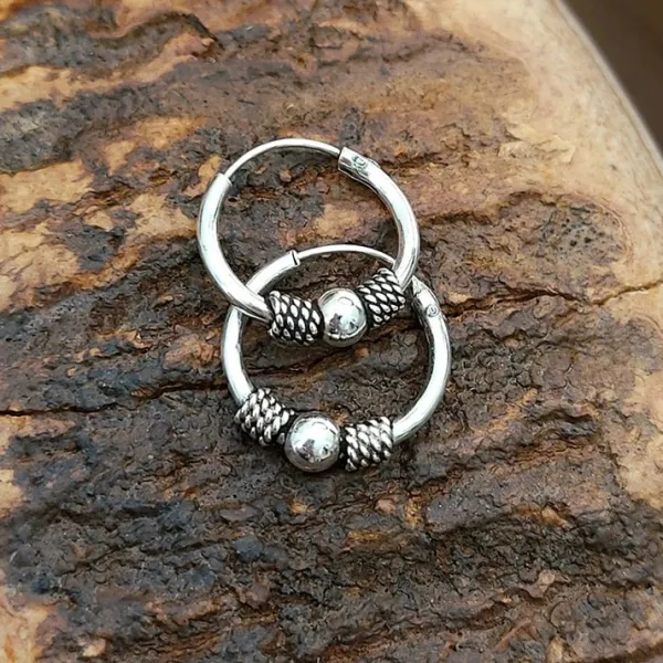 Studio Jewellery Hoop Earrings | Earrings-Rope Bali Silver Hoop Earrings