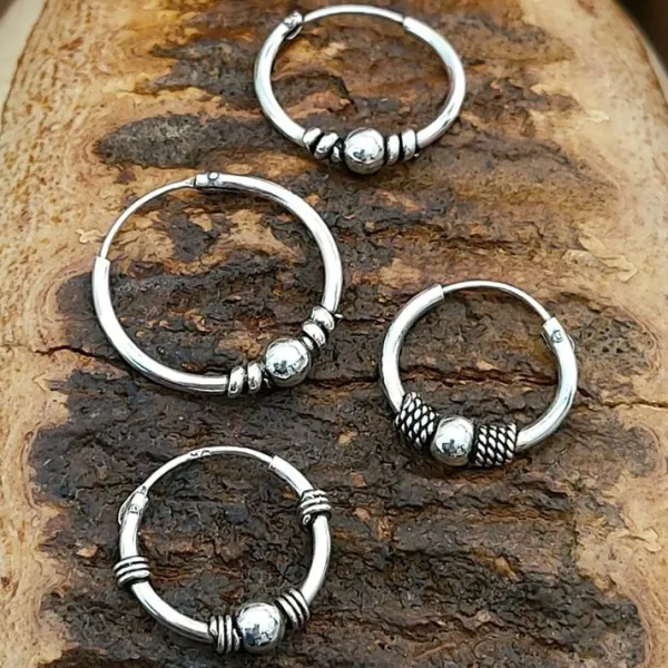 Studio Jewellery Hoop Earrings | Earrings-Rope Bali Silver Hoop Earrings