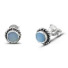 Studio Jewellery Stud Earrings | Earrings-Rope Edge Blue Shell Silver Earring Studs