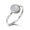 Studio Jewellery Gem Stone Rings | Rings-Rope Edge Oval Moonstone Silver Gemstone Ring